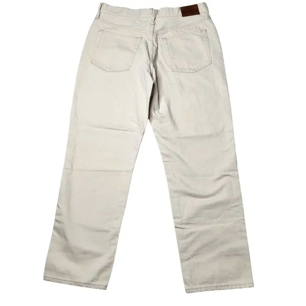 J Crew Slouchy Boyfriend Jeans Straight Leg Ecru White Cream Cotton Slouch 28
